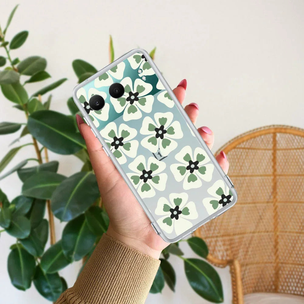 Black and Green Flower Transparent silicon case For OnePlus Nord 4 5G