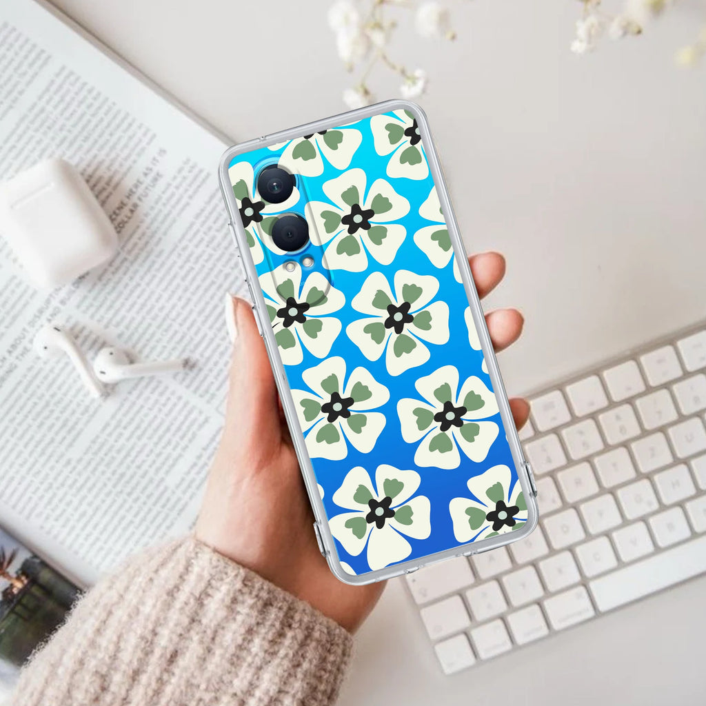 Black and Green Flower Anti Yellow Case For OnePlus Nord CE 4 Lite 5G