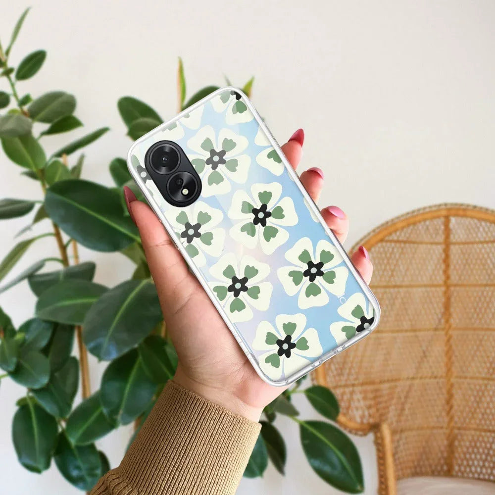 Black and Green Flower Anti Yellow Case For Oppo A79 5G