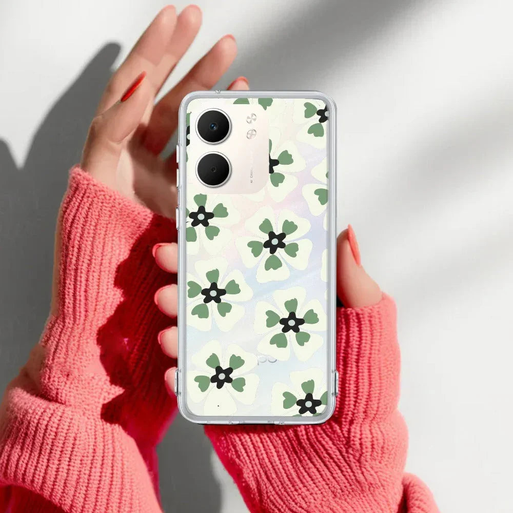 Black and Green Flower Anti Yellow Case For Oppo A5X 5G