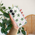 Black and Green Flower Transparent silicon case For Oppo F25 Pro 5G