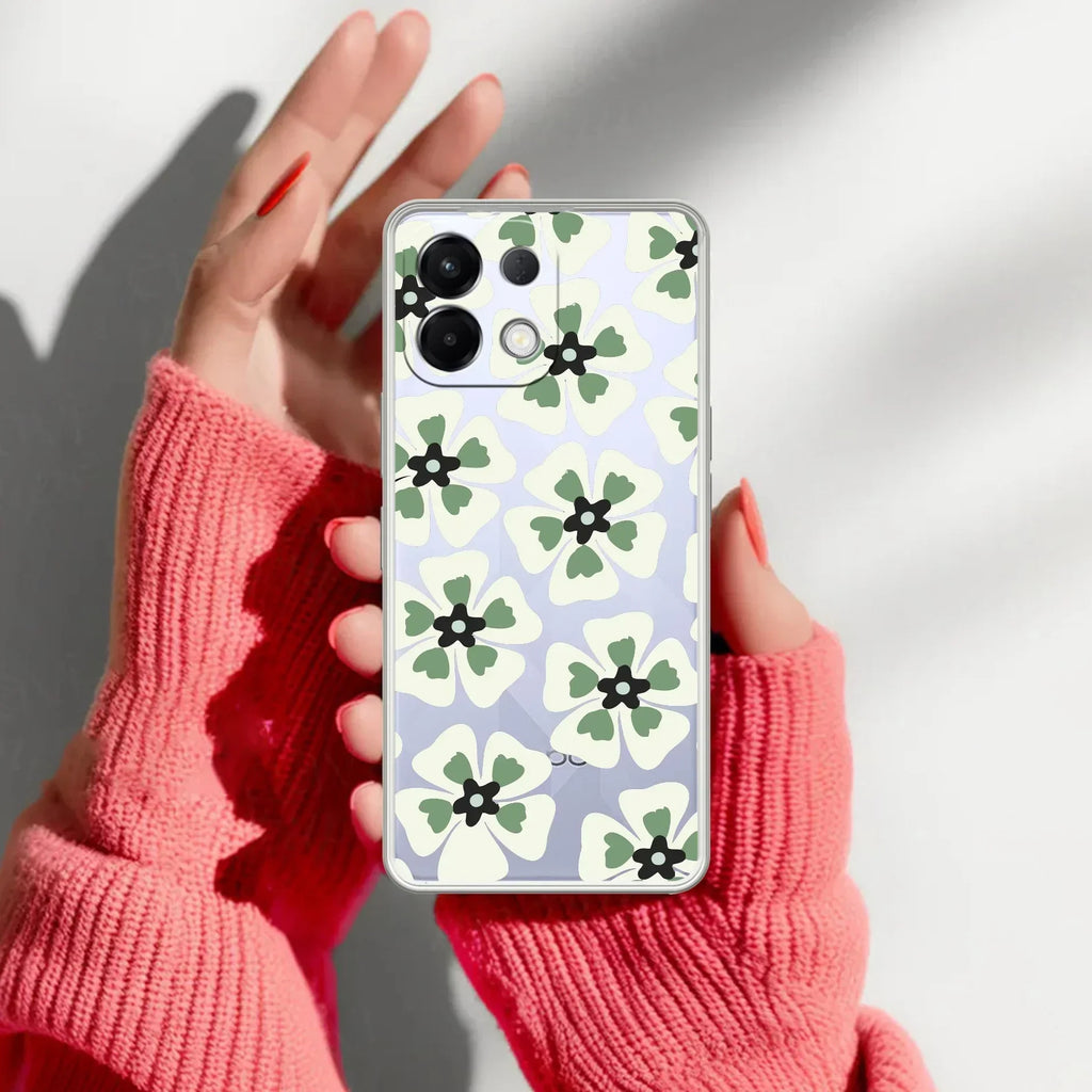 Black and Green Flower Anti Yellow Case For Oppo K13 5G