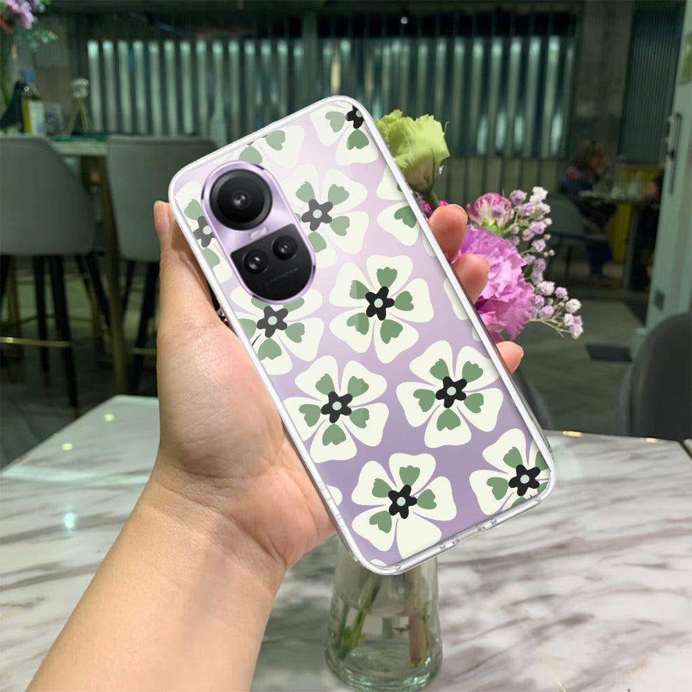 Black and Green Flower Transparent silicon case For Oppo