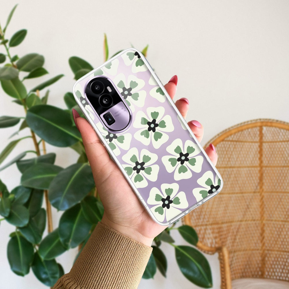 Black and Green Flower Transparent silicon case For Oppo