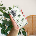 Black and Green Flower Transparent silicon case For Oppo Reno 11 5G