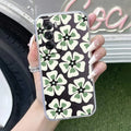 Black and Green Flower Anti Yellow Case For Oppo Reno 12 Pro 5G
