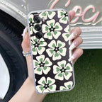 Black and Green Flower Anti Yellow Case For Oppo Reno 12 Pro 5G