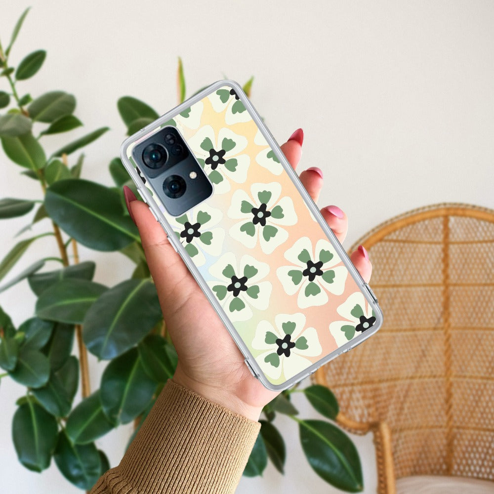 Black and Green Flower Transparent silicon case For Oppo