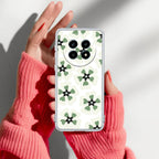 Black and Green Flower Anti Yelllow Case For Realme 14 Pro Lite 5G