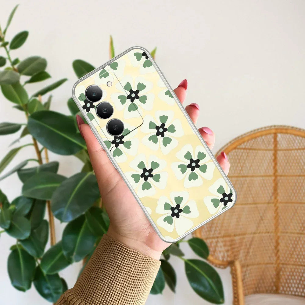 Black and Green Flower Anti Yelllow Case For Realme C73 5G