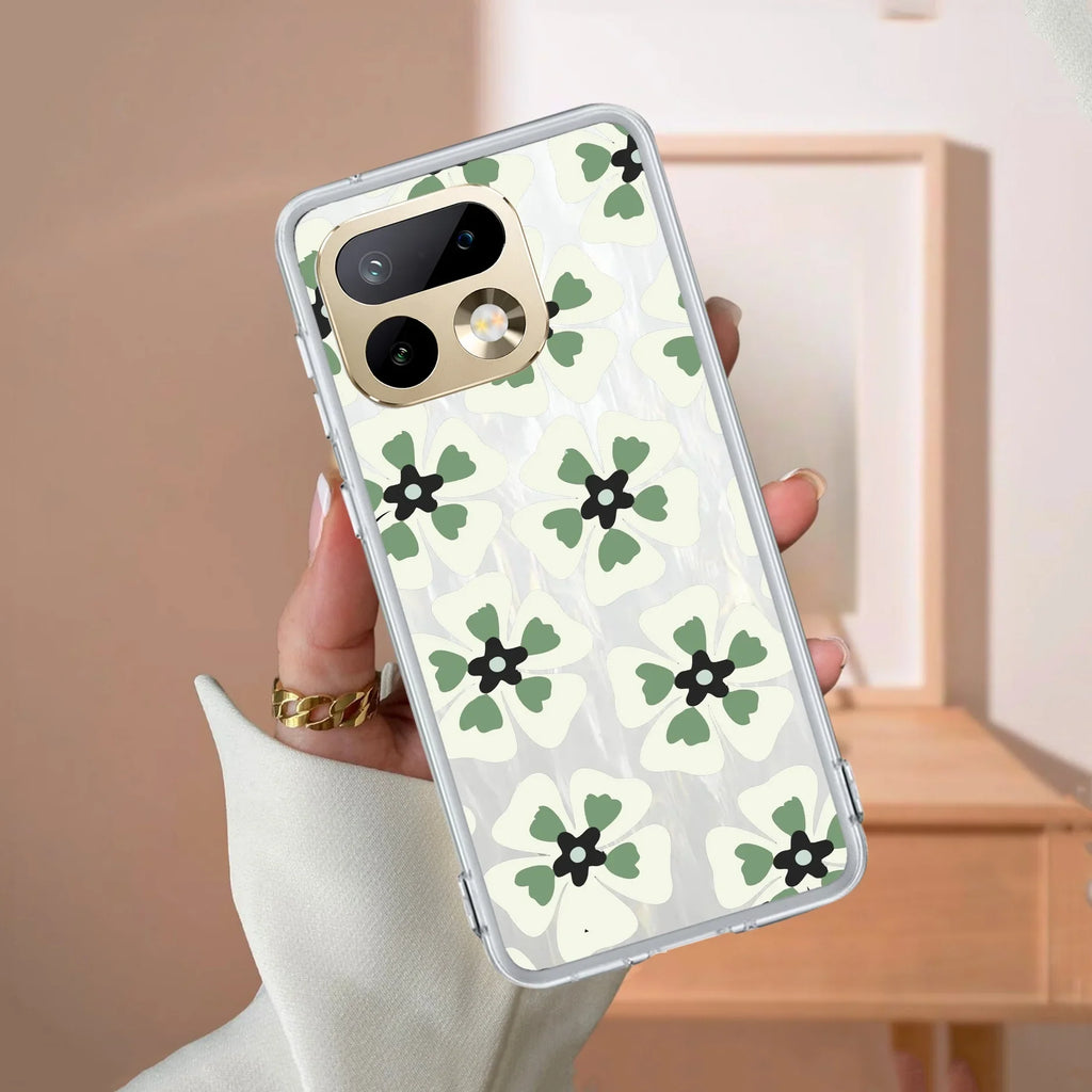 Black and Green Flower Transparent silicon case For Realme C63 5G