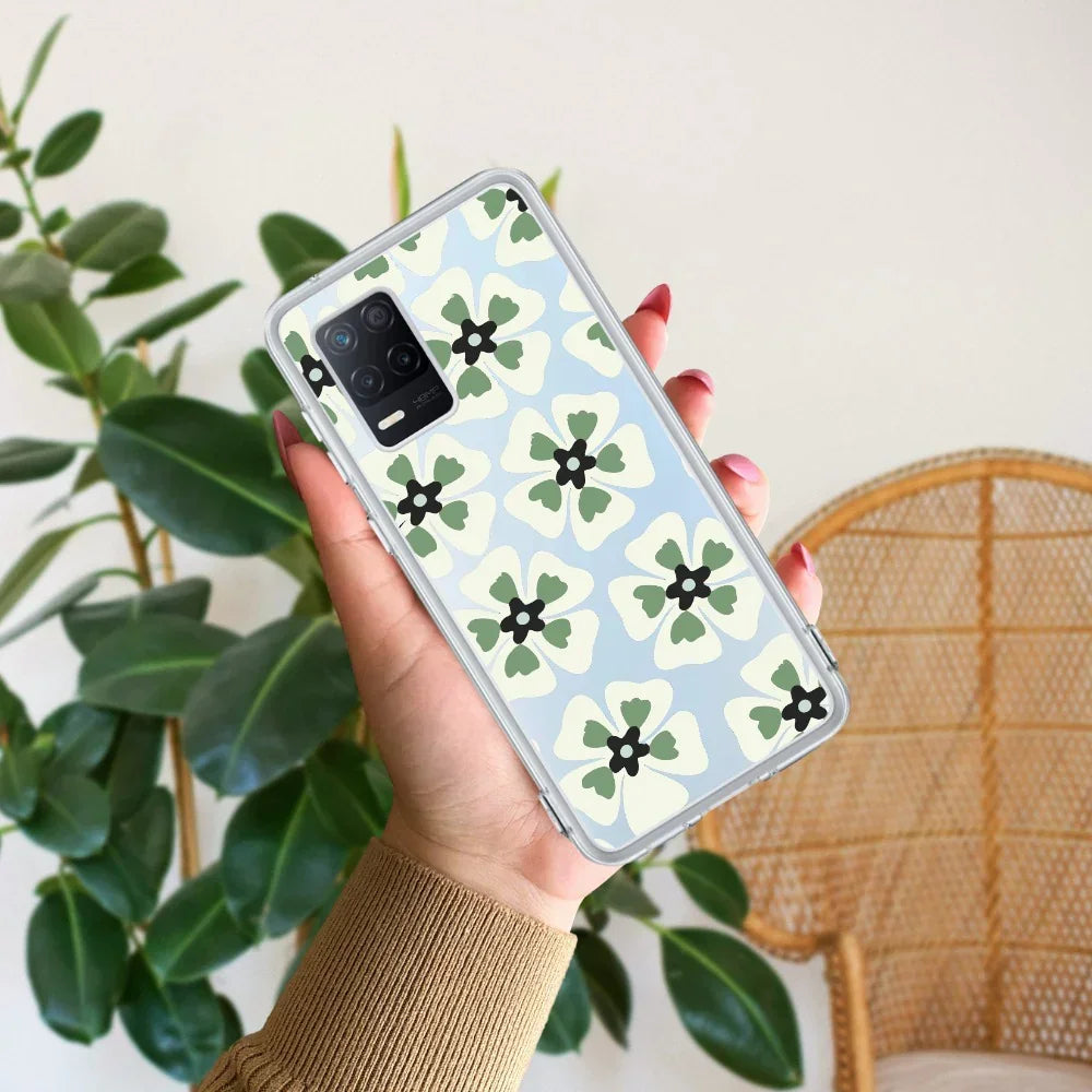 Black and Green Flower Transparent silicon case For Realme 9 Pro 5G