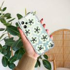 Black and Green Flower Transparent silicon case For Realme C35 / Realme Narzo 50A Prime