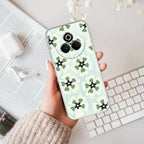 Black and Green Flower Anti Yelllow Case For Realme P3 Pro 5G