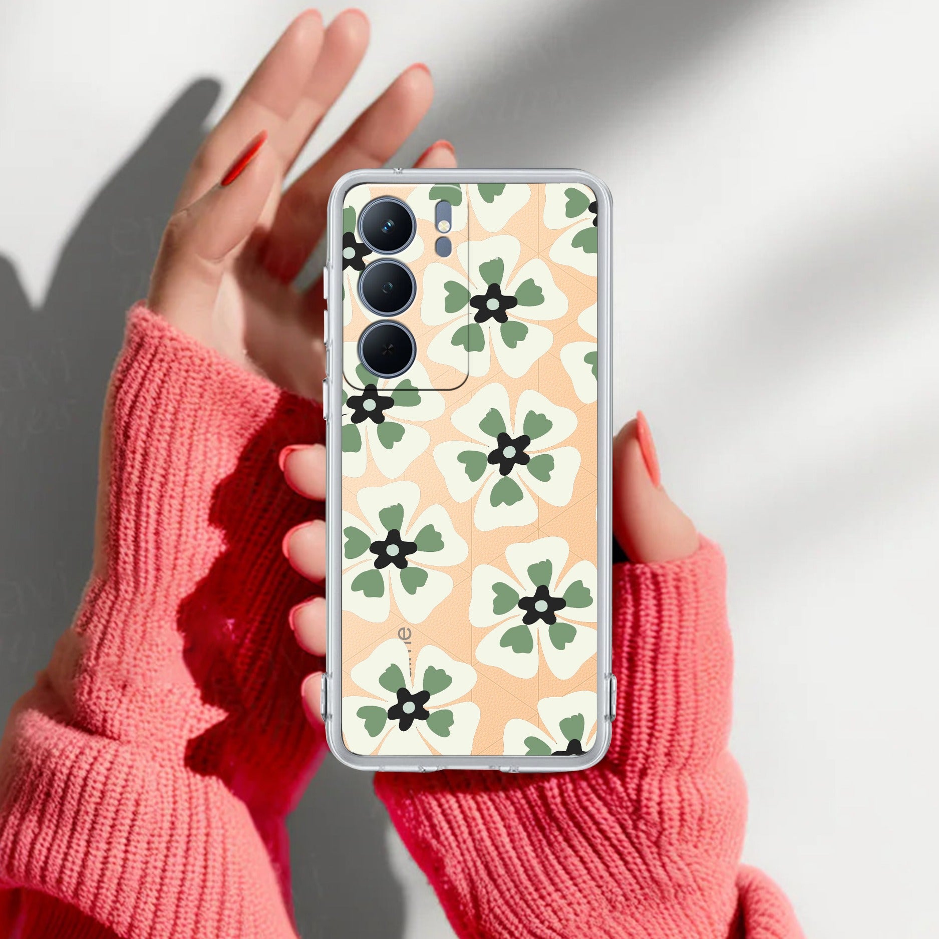 Black and Green Flower Anti Yelllow Case For Realme Narzo 80x 5G