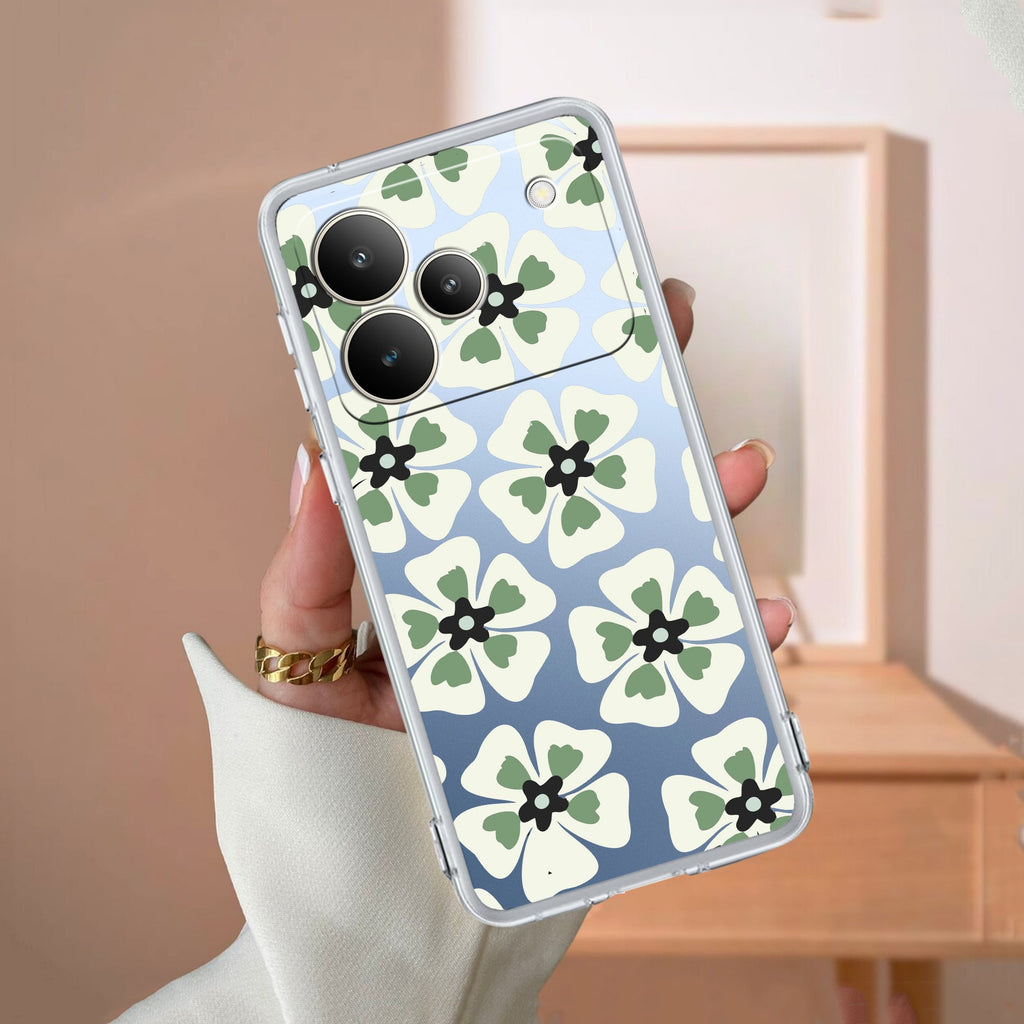 Black and Green Flower Anti Yelllow Case For Realme P4 5G