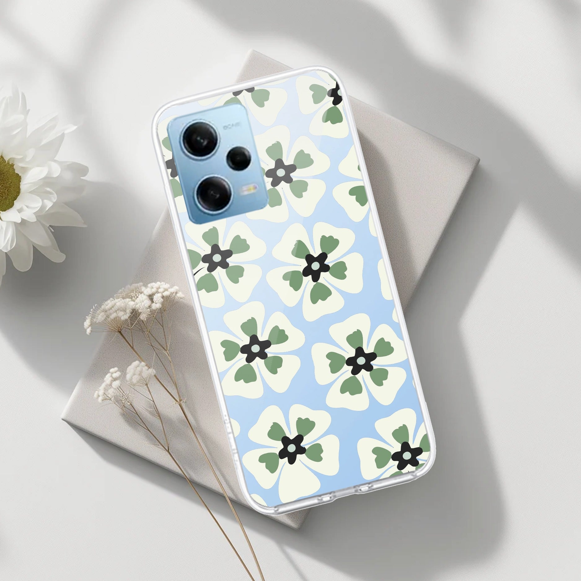 Black and Green Flower Transparent silicon case For Redmi/Xiaomi