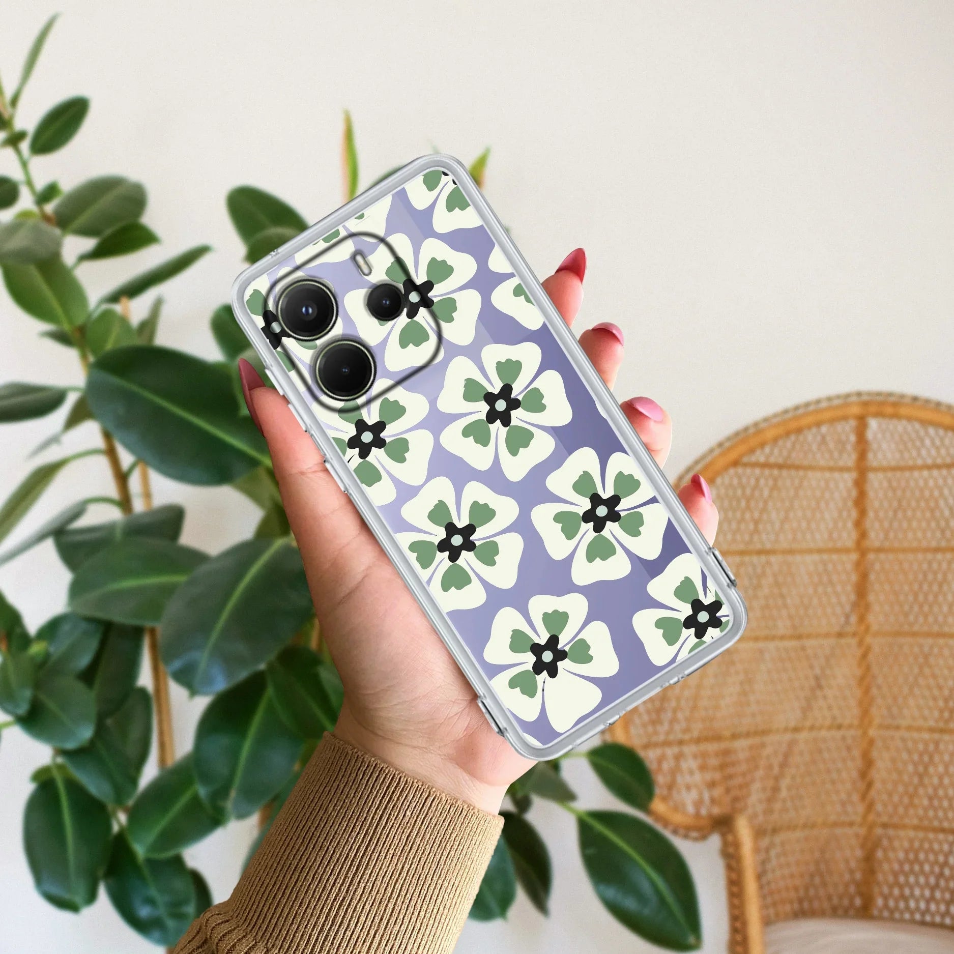 Black and Green Flower Transparent silicon case For Redmi/Xiaomi - ShopOnCliQ