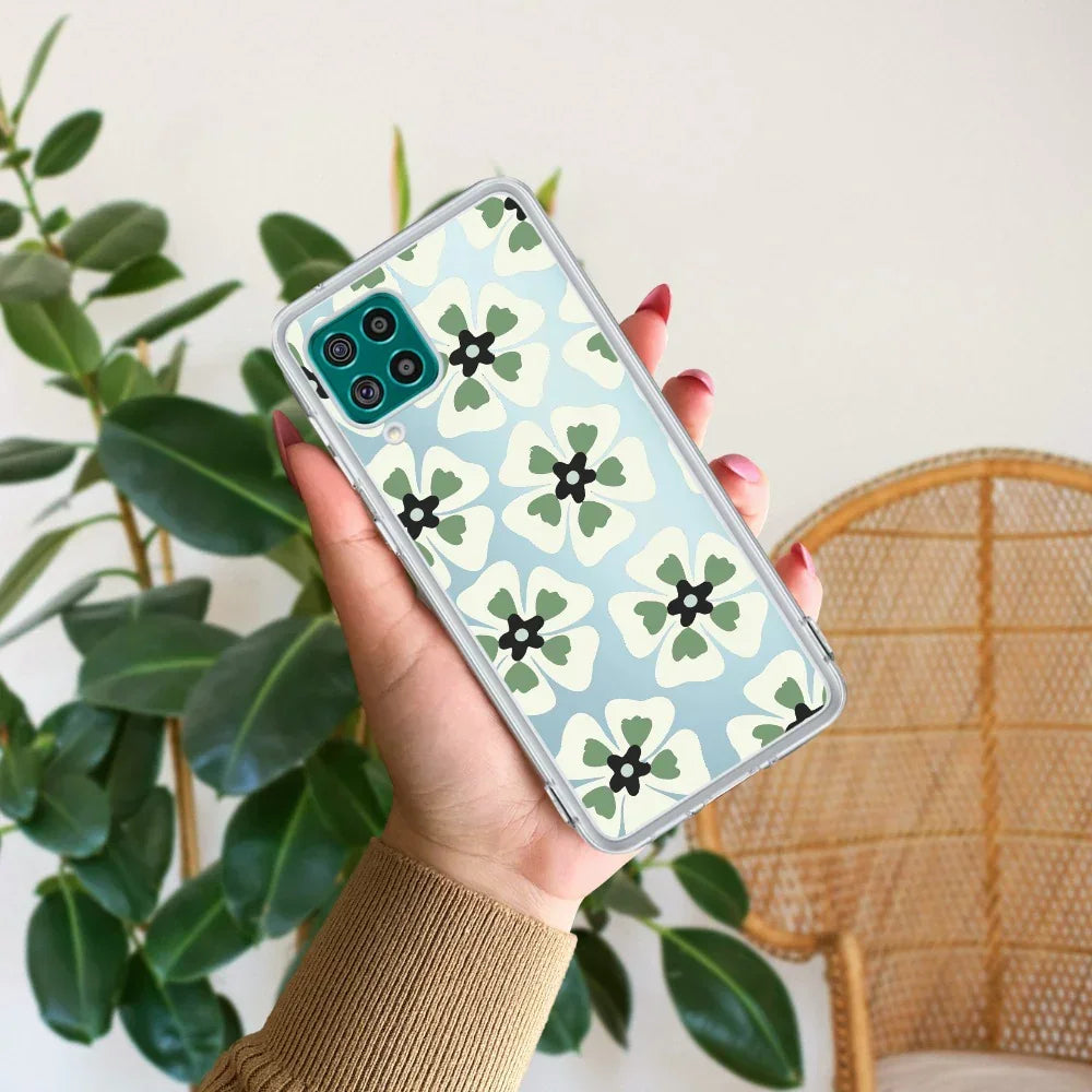 Black and Green Flower Transparent silicon case For Samsung Galaxy M53