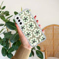 Black and Green Flower Transparent silicon case For Samsung Galaxy S22 Plus 5G