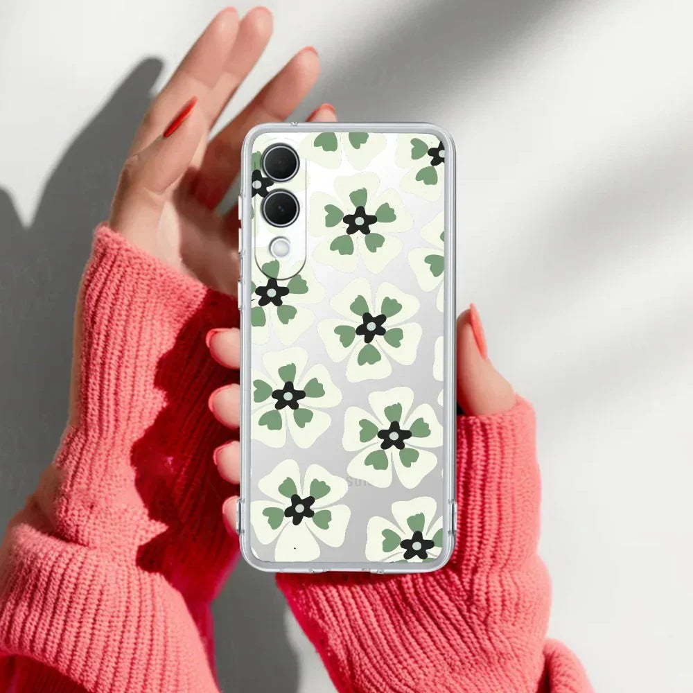Black and Green Flower Transparent silicon case For Samsung Galaxy S25 Edge 5G