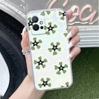 Black and Green Flower Transparent silicon case For Vivo T2 5G