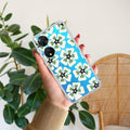Black and Green Flower Transparent silicon case For Vivo X90 Pro Plus 5G