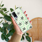 Black and Green Flower Transparent silicon case For Vivo V21e 5G