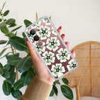 Black and Green Flower Transparent silicon case For Vivo V29 Pro 5G