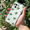 Black and Green Flower Transparent silicon case For Vivo V30e 5G