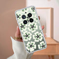 Black and Green Flower Transparent silicon case For Vivo X200 Pro 5G