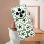 Black and Green Flower Transparent silicon case For Vivo V23 5G