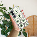 Black and Green Flower Transparent silicon case For Vivo Y300 5G