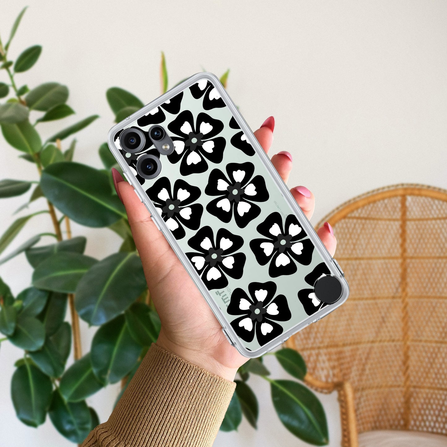 Black and White Flower Transparent Silicon case For Nothing