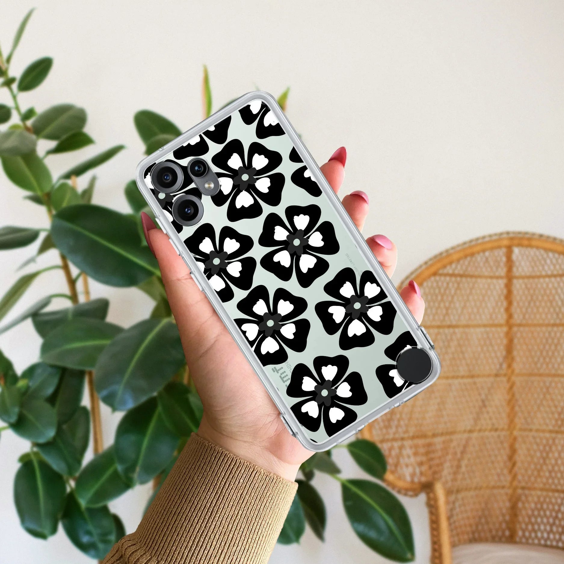 Black and White Flower Transparent Silicon case For Nothing - ShopOnCliQ