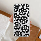 Black and White Flower Anti Yellow Clear Case For iPhone 7 Plus / iPhone 8 Plus