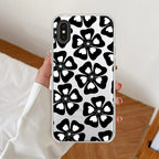 Black and White Flower Anti Yellow Clear Case For iPhone Xs Max