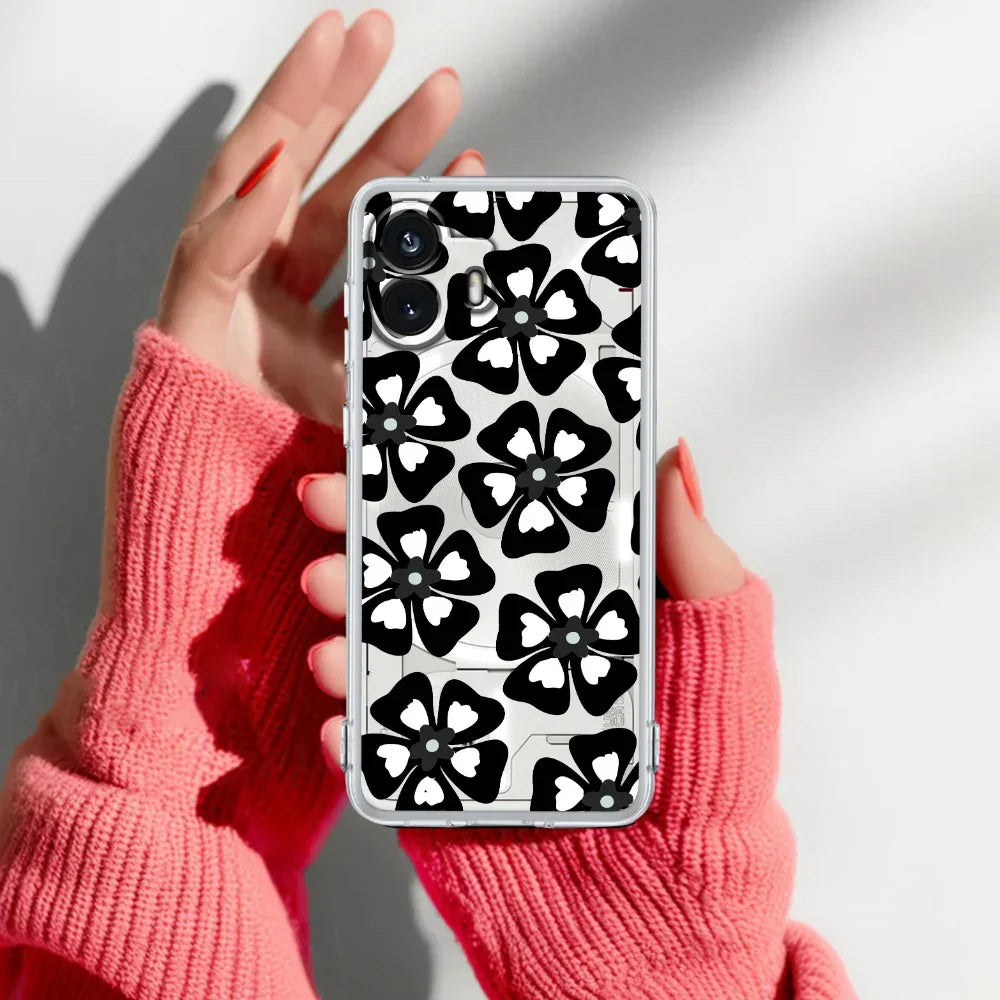 Black and White Flower Transparent Silicon case For Nothing - ShopOnCliQ