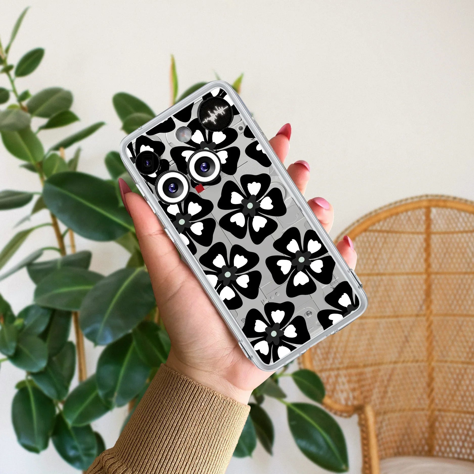 Black and White Flower Transparent Silicon case For Nothing - ShopOnCliQ