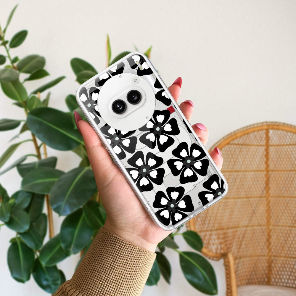 Black and White Flower Transparent Silicon case For Nothing