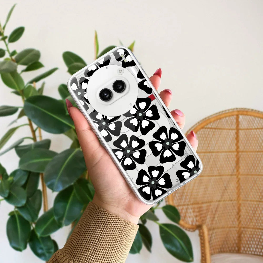 Black and White Flower Transparent Silicon case For Nothing - ShopOnCliQ