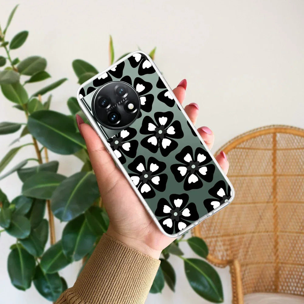 Black and White Flower Transparent Silicon case For OnePlus - ShopOnCliQ