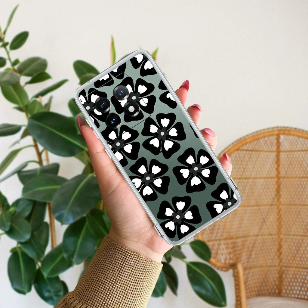 Black and White Flower Anti Yellow Case For OnePlus 11 5G