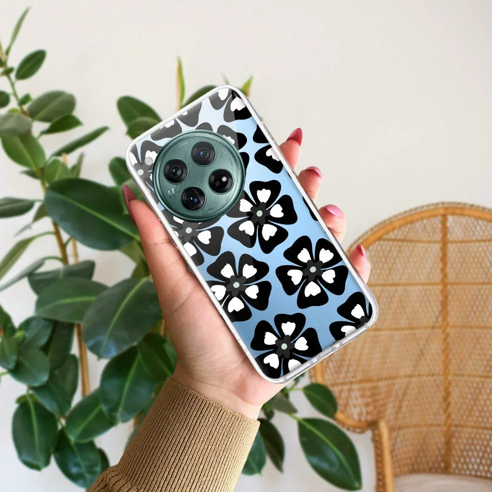 Black and White Flower Transparent Silicon case For OnePlus - ShopOnCliQ