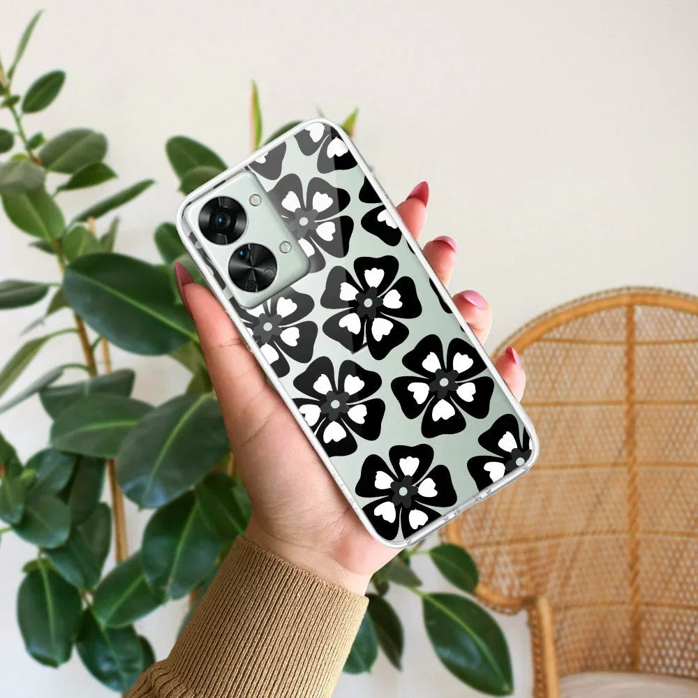 Black and White Flower Transparent Silicon case For OnePlus - ShopOnCliQ