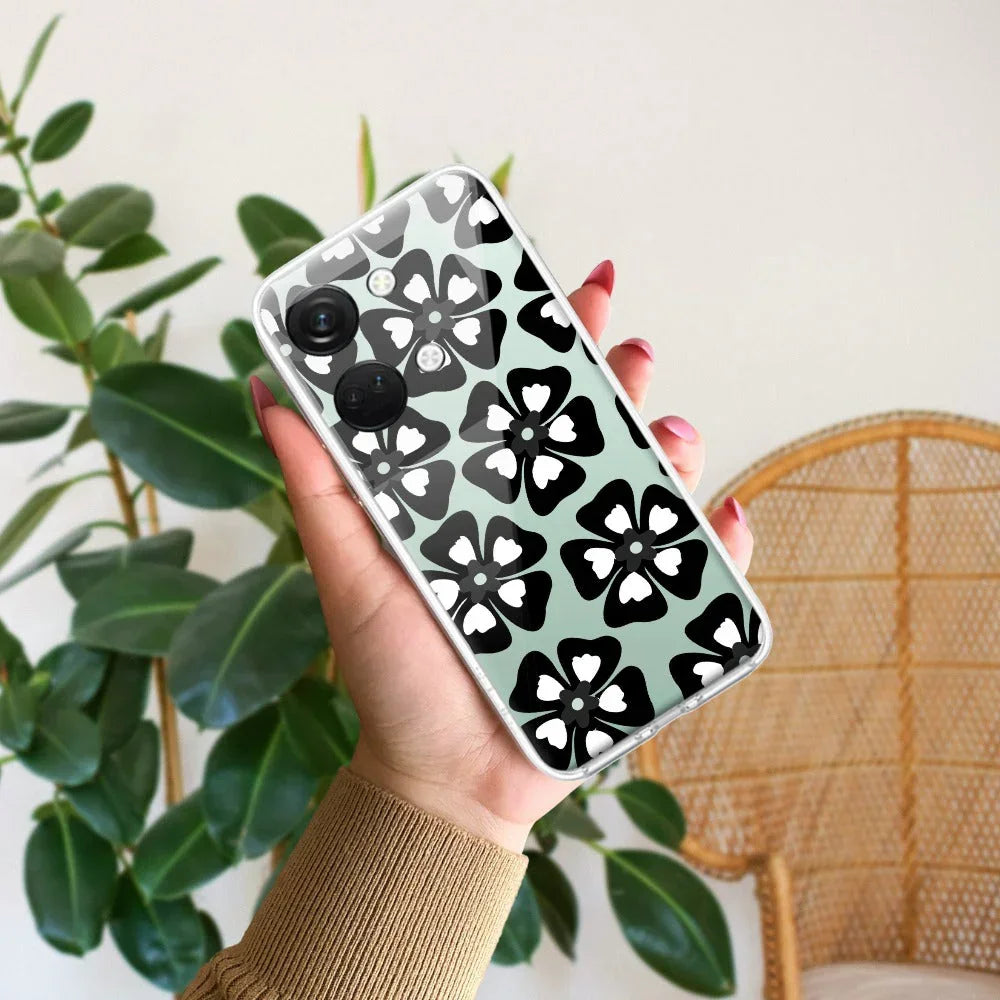 Black and White Flower Transparent Silicon case For OnePlus - ShopOnCliQ
