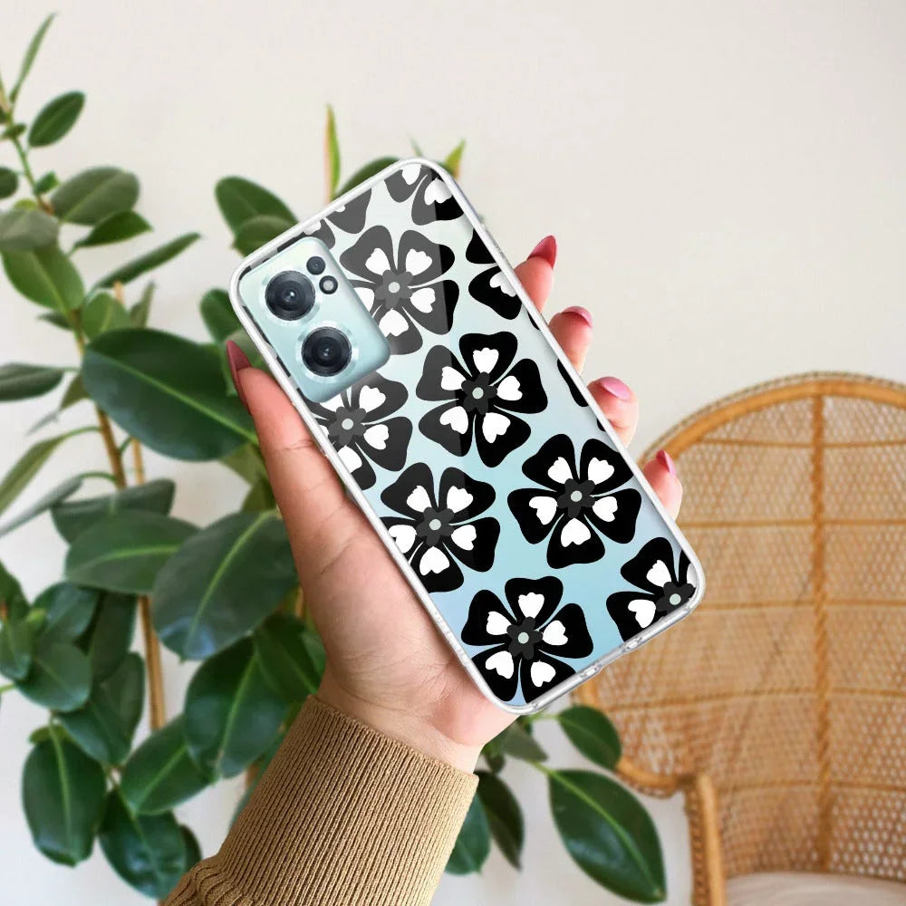 Black and White Flower Transparent Silicon case For OnePlus Nord CE 2 Lite