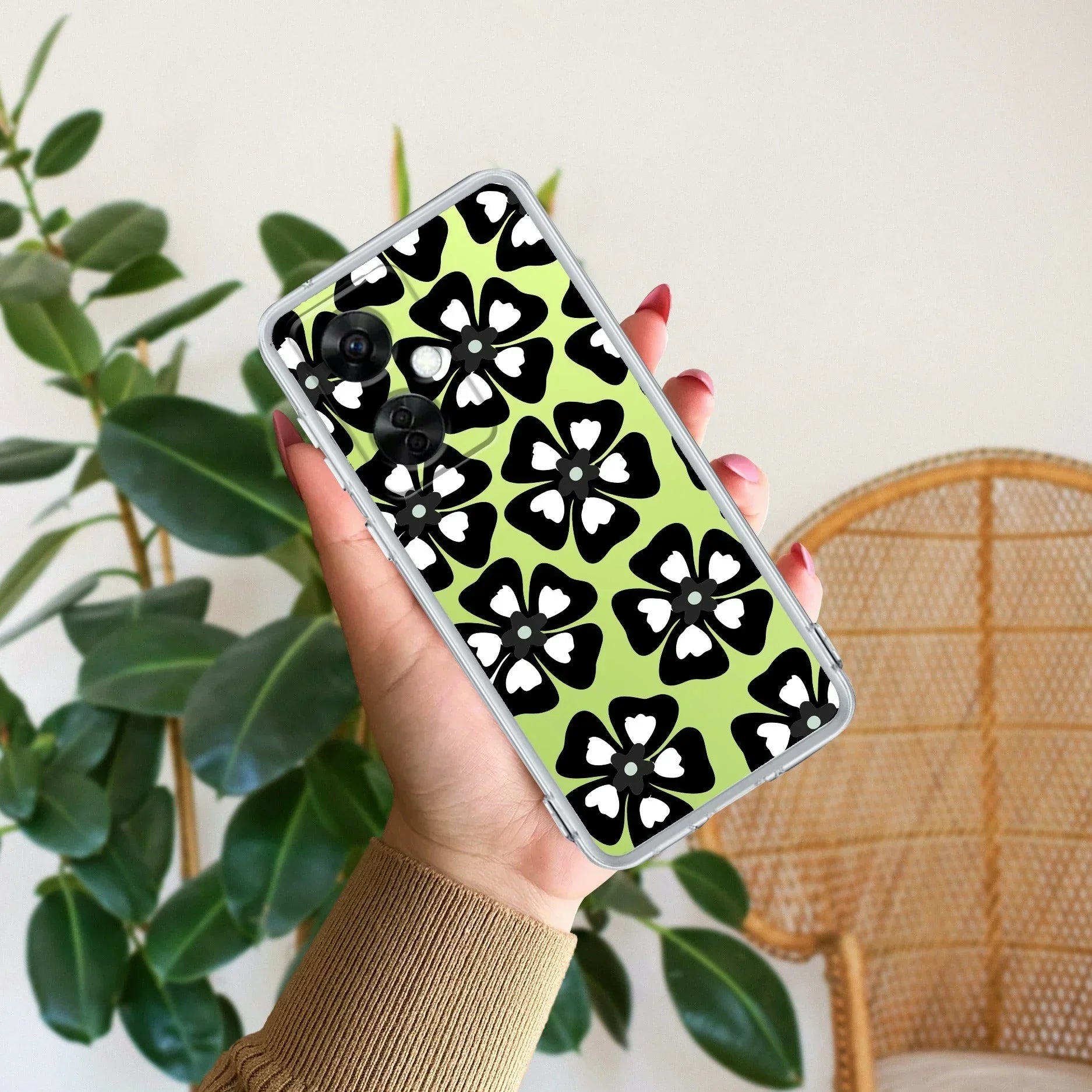 Black and White Flower Transparent Silicon case For OnePlus - ShopOnCliQ
