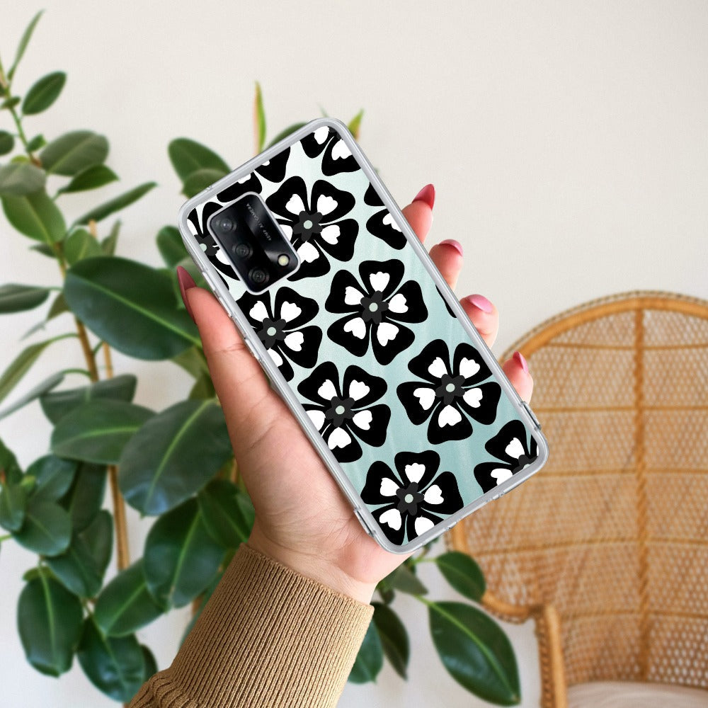 Black and White Flower Transparent Silicon case For Oppo