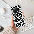 Black and White Flower Anti Yellow Case For Oppo F29 Pro 5G
